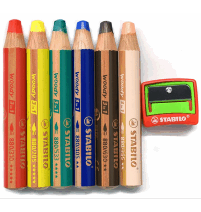 Stabilo - Woody 3 en 1 x6 + taille-crayons