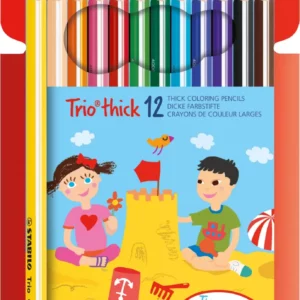 Stabilo – Etui 12 crayons Trio Thick + taille-crayons