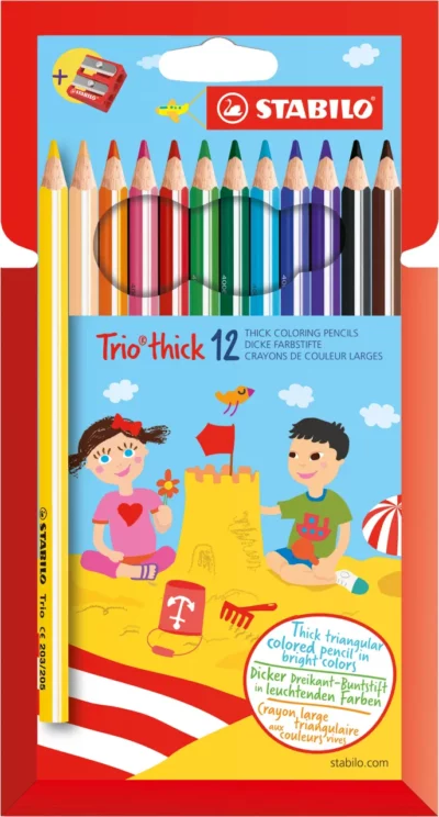 Stabilo - Etui 12 crayons Trio Thick + taille-crayons