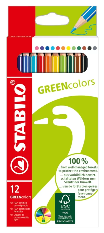 Stabilo - Etui 12 crayons Greencolors
